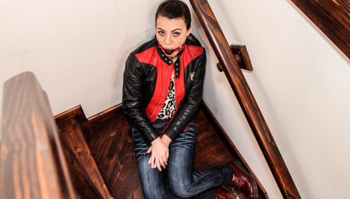 Latest deal - Ballgagged Babe Excessively Drools Down Her Clothes