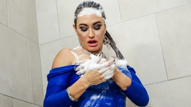 Latest deal - Fully Clothed Brunette Lathers Up In The Shower
