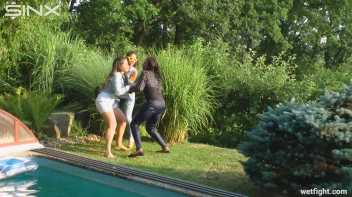 Three wild girls in pool cat fight Screencap 13 on sinx.preview.netperv.com