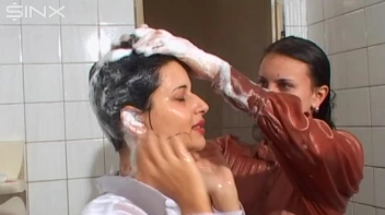 Raven Haired Babes Lather Up Their Hair Screencap 60 on sinx.preview.netperv.com