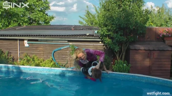 Blonde Fights Her Maid In The Pool Screencap 34 on sinx.preview.netperv.com