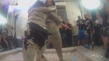 Messy Wrestling: Brunette VS. Black-Haired - Blouse Beauties Bust A Move In The Mud! Topless Toppies ... Screencap 17 on sinx.preview.netperv.com