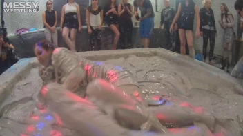 Messy Wrestling: Brunette VS. Black-Haired - Blouse Beauties Bust A Move In The Mud! Topless Toppies ... Screencap 46 on sinx.preview.netperv.com