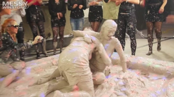 Messy Wrestling: Brunette VS. Black-Haired - Blouse Beauties Bust A Move In The Mud! Topless Toppies ... Screencap 59 on sinx.preview.netperv.com