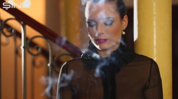 Seductive Babe With Red Lips Enjoys Smoking Screencap 2 on sinx.preview.netperv.com