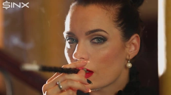 Seductive Babe With Red Lips Enjoys Smoking Screencap 4 on sinx.preview.netperv.com