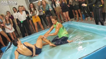 Messy Wrestling: Battle Babes Clothes Rippin',  Freaky Swimmin' And Action Sweatin' In The Oil!!! Screencap 37 on sinx.preview.netperv.com