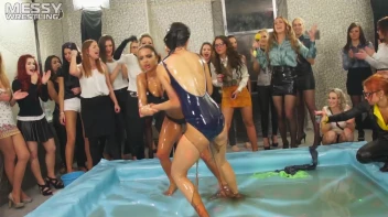 Messy Wrestling: Battle Babes Clothes Rippin',  Freaky Swimmin' And Action Sweatin' In The Oil!!! Screencap 81 on sinx.preview.netperv.com