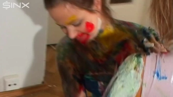 Crazy Girls Paint Their Clothes Together Screencap 31 on sinx.preview.netperv.com