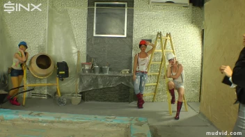 Naughty construction girls get messy with plaster Screencap 2 on sinx.preview.netperv.com