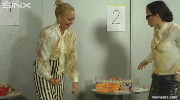 Playful businesswomen cover each other in raw egg Screencap 27 on sinx.preview.netperv.com