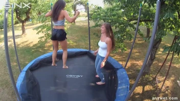 Cute Brunettes Get Drenched On Trampoline Screencap 31 on sinx.preview.netperv.com
