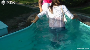 Cute Girls Take A Fully Clothed Dip In The Pool Screencap 16 on sinx.preview.netperv.com