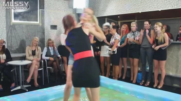 Messy Wrestling: Putting Those Short Skirts To Work In A Slippy Sloppin' Clothes Offin' Battle! Screencap 10 on sinx.preview.netperv.com