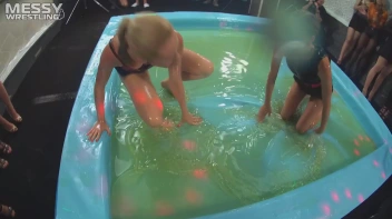 Messy Wrestling: Putting Those Short Skirts To Work In A Slippy Sloppin' Clothes Offin' Battle! Screencap 15 on sinx.preview.netperv.com