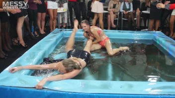 Messy Wrestling: Putting Those Short Skirts To Work In A Slippy Sloppin' Clothes Offin' Battle! Screencap 53 on sinx.preview.netperv.com