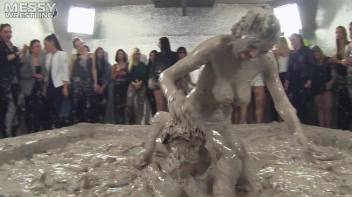 Muddy Wrestling: Satin, Skirts, and Audience Mud Blasted To The Max!  Everyone Gets A Taste! Screencap 86 on sinx.preview.netperv.com
