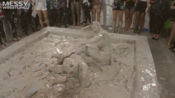 Muddy Wrestling: Satin, Skirts, and Audience Mud Blasted To The Max!  Everyone Gets A Taste! Screencap 93 on sinx.preview.netperv.com