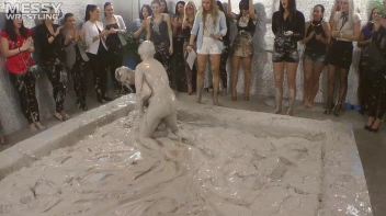 Muddy Wrestling: Satin, Skirts, and Audience Mud Blasted To The Max!  Everyone Gets A Taste! Screencap 94 on sinx.preview.netperv.com