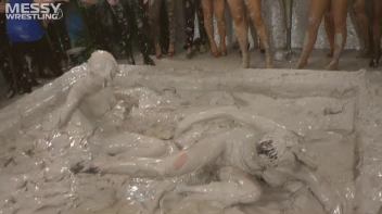 Muddy Wrestling: Satin, Skirts, and Audience Mud Blasted To The Max!  Everyone Gets A Taste! Screencap 103 on sinx.preview.netperv.com