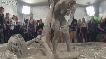 Muddy Wrestling: Satin, Skirts, and Audience Mud Blasted To The Max!  Everyone Gets A Taste! Screencap 106 on sinx.preview.netperv.com
