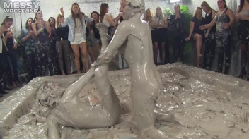 Muddy Wrestling: Satin, Skirts, and Audience Mud Blasted To The Max!  Everyone Gets A Taste! Screencap 107 on sinx.preview.netperv.com