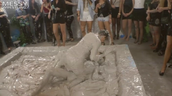 Muddy Wrestling: Satin, Skirts, and Audience Mud Blasted To The Max!  Everyone Gets A Taste! Screencap 17 on sinx.preview.netperv.com