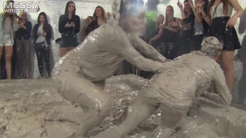 Muddy Wrestling: Satin, Skirts, and Audience Mud Blasted To The Max!  Everyone Gets A Taste! Screencap 21 on sinx.preview.netperv.com