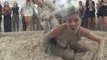 Muddy Wrestling: Satin, Skirts, and Audience Mud Blasted To The Max!  Everyone Gets A Taste! Screencap 28 on sinx.preview.netperv.com