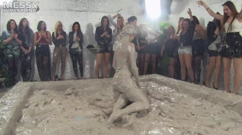 Muddy Wrestling: Satin, Skirts, and Audience Mud Blasted To The Max!  Everyone Gets A Taste! Screencap 36 on sinx.preview.netperv.com