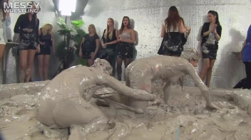 Muddy Wrestling: Satin, Skirts, and Audience Mud Blasted To The Max!  Everyone Gets A Taste! Screencap 63 on sinx.preview.netperv.com