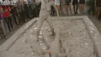 Muddy Wrestling: Satin, Skirts, and Audience Mud Blasted To The Max!  Everyone Gets A Taste! Screencap 70 on sinx.preview.netperv.com