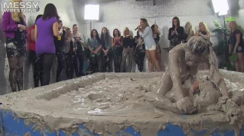 Muddy Wrestling: Satin, Skirts, and Audience Mud Blasted To The Max!  Everyone Gets A Taste! Screencap 71 on sinx.preview.netperv.com