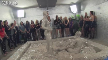 Muddy Wrestling: Satin, Skirts, and Audience Mud Blasted To The Max!  Everyone Gets A Taste! Screencap 72 on sinx.preview.netperv.com