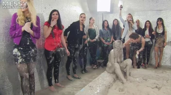 Muddy Wrestling: Satin, Skirts, and Audience Mud Blasted To The Max!  Everyone Gets A Taste! Screencap 75 on sinx.preview.netperv.com