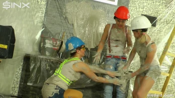 Naughty construction girls get messy with plaster Screencap 32 on sinx.preview.netperv.com