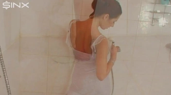 Brunette In White Dress Seductively Showers Screencap 33 on sinx.preview.netperv.com