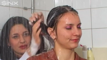 Raven Haired Babes Lather Up Their Hair Screencap 21 on sinx.preview.netperv.com