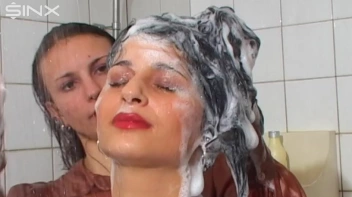 Raven Haired Babes Lather Up Their Hair Screencap 46 on sinx.preview.netperv.com