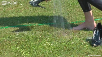 Messy blonde hoses herself down Screencap 11 on sinx.preview.netperv.com