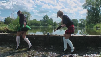 Soaking Wet Schoolgirls Splash In Waterfall Screencap 7 on sinx.preview.netperv.com