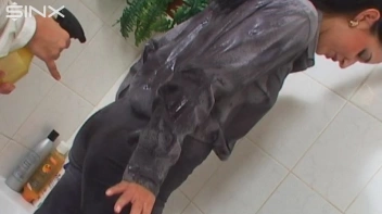 Girls Spray Oil Other Each Other's Clothes Screencap 9 on sinx.preview.netperv.com