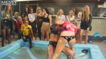 Messy Wrestling: Hip Chicks Get Their Oil Fix - No Stopping Till They Reach The Panties! Screencap 26 on sinx.preview.netperv.com