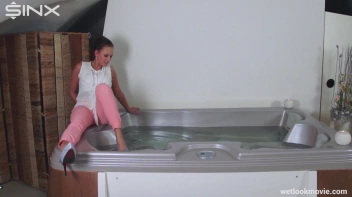Playful Brunette's Solo Hot Tub Fun Screencap 2 on sinx.preview.netperv.com