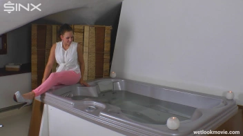 Playful Brunette's Solo Hot Tub Fun Screencap 1 on sinx.preview.netperv.com