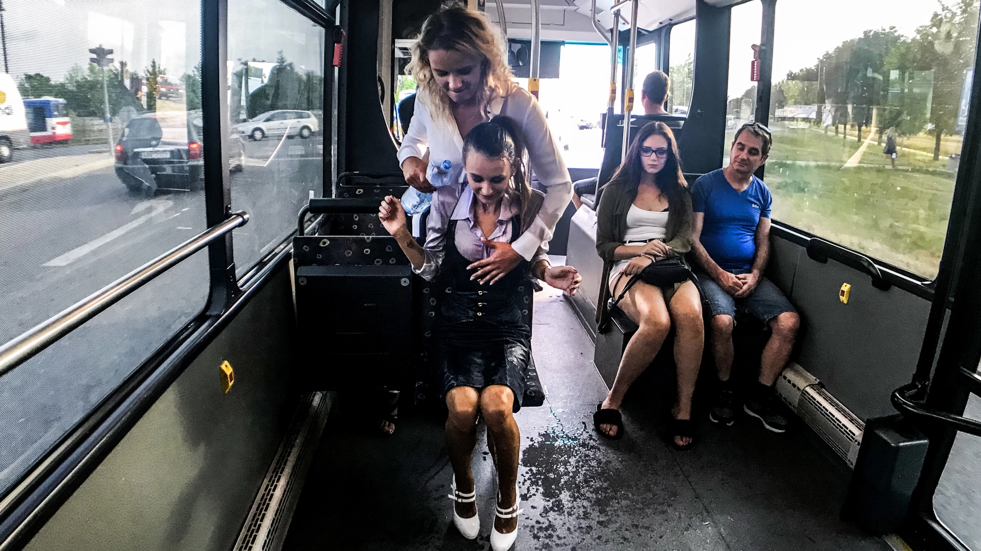 Public Waterfight For Stunning Babes On The Bus on sinx.preview.netperv.com