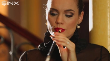 Seductive Babe With Red Lips Enjoys Smoking Screencap 1 on sinx.preview.netperv.com