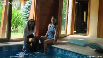 Twins Enjoy A Fully Clothed Splash In The Pool Screencap 6 on sinx.preview.netperv.com