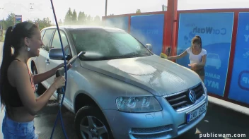 Playful Twins Get Drenched While Washing Car Screencap 9 on sinx.preview.netperv.com