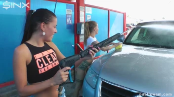 Playful Twins Get Drenched While Washing Car Screencap 5 on sinx.preview.netperv.com